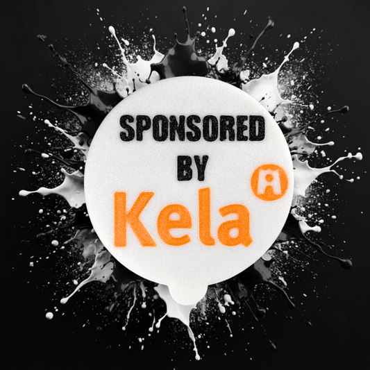 "Sponsored by Kela" Tölkin kansi Valkoinen
